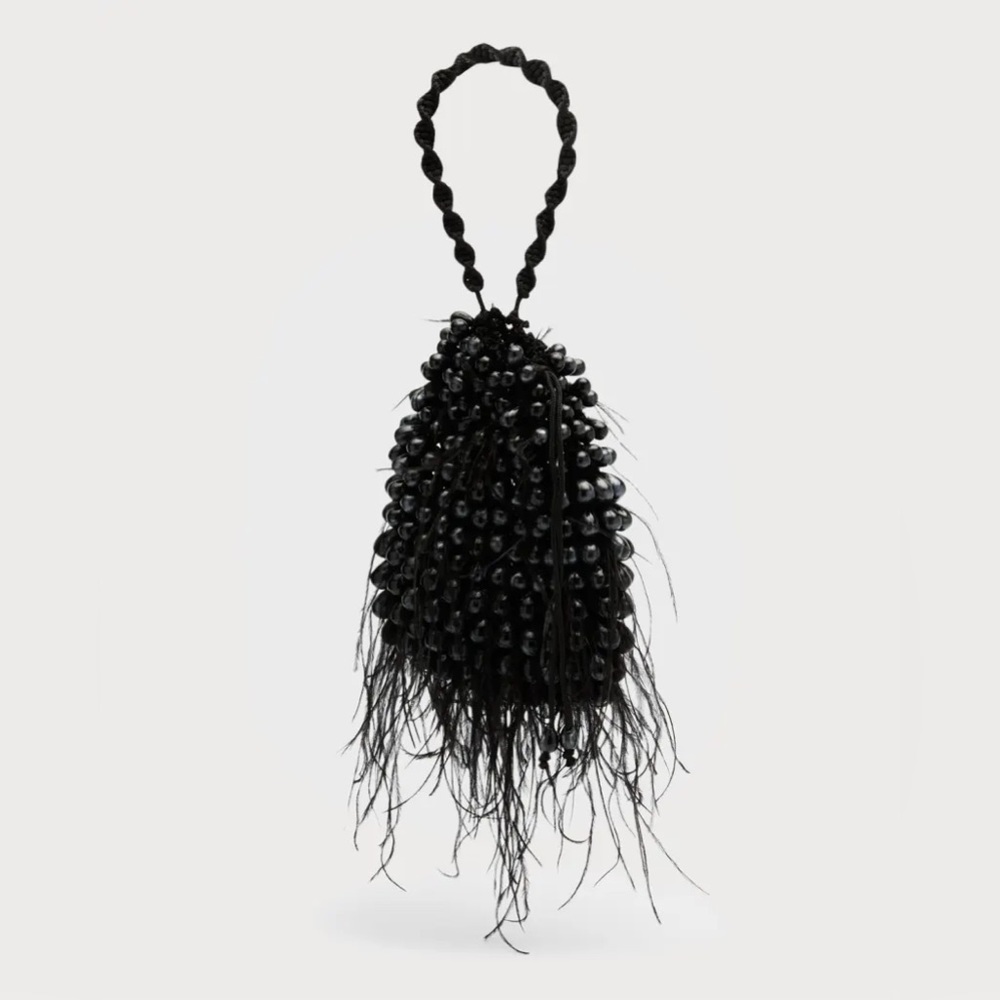 Dory Ostrich Feather Beaded Wristlet - Picture 3 of 15